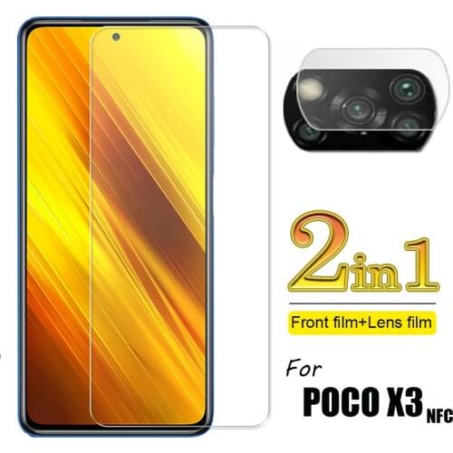 2-in-1 Glass for Poco X3 Front Screen & Camera Lens Tempered Glass Screen Protectors for Xiaomi Poco X3 NFC Screen Protector