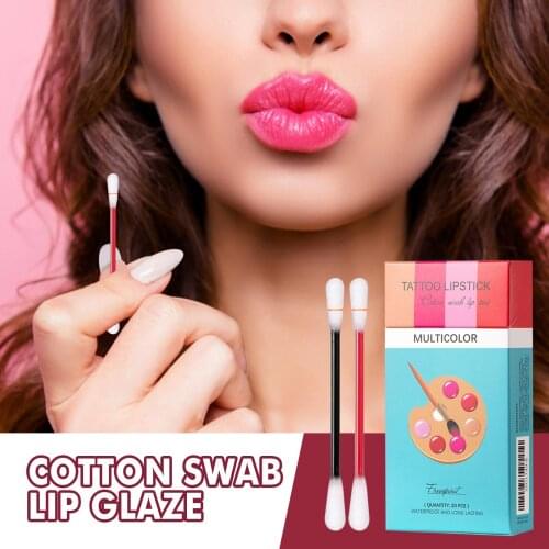 20 Pieces/Set Lipstick Cigarette Cotton Swab Lipstick Portable Waterproof Liquid Non-Stick Cup Tattoo Lipstick Lip Tint Lipgloss