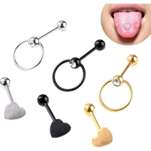 3PCS/Set Stainless Steel Heart Barbell Tongue Button Ring Bar Surgical Piercing Sexy Body Piercing Jewelry