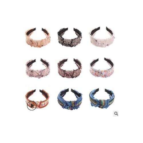 30pcs/lot DIY Simple Multi Fabrics Splice Tie Knot Head Band Cross Border HeadBands Hair Styling Tools Accessory HA1232
