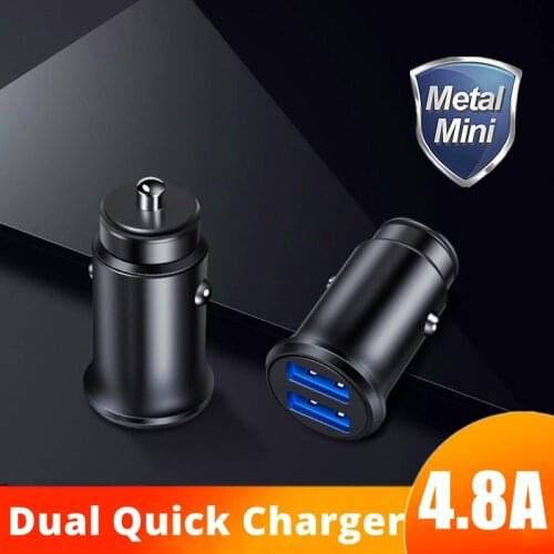 4.8A Fast Charger Mini USB Car Charger For Mobile Phone Tablet GPS Car-Charger Dual USB Car Phone Charger Adapter With luminous