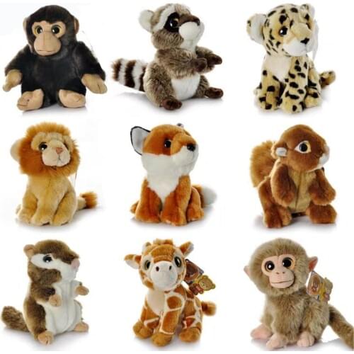 7" Lifelike Wild Animals Tiger Lion Leopard Plush Toy Mini Cute Raccoon Hedgehog Fox Cheetah Stuffed Toys For Kids