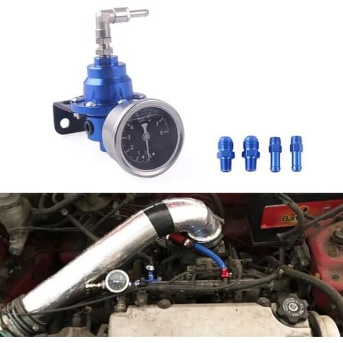 Car Adjustable Fuel Pressure Regulator Universal Aluminum Fuel Supercharger With Gauge Kit 6 Colors Improve Power And Save Fuel