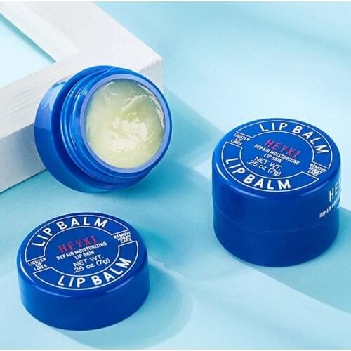 Small Blue Can Lip Balm Moisturizing Repairin Fades Lip Lines Prevent Dryness Deep Nourish Beeswax Peppermint Oil Lip Care 7g