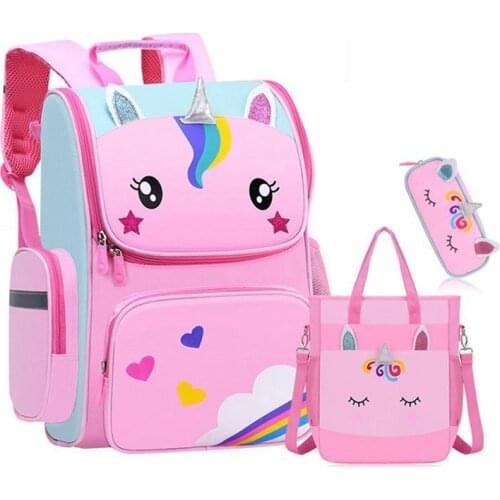 Children 3D Cartoon School Backpack Kids Lightweight School Bags For Boys Girls Cute Pink Blue All Open Book Bag Elementary Gift