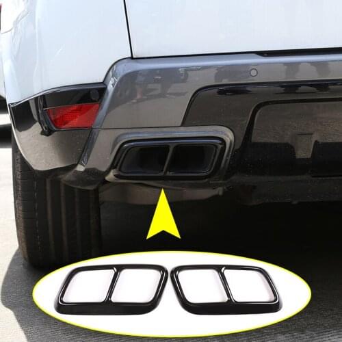 For Range Rover Sport 2018 2019 Car Accessories 2 Pcs Glossy Black Chrome Stainless Steel Exhaust Pipe Cover Trim