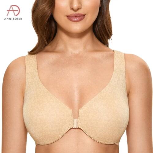 Womens Plus Size Front Closure Bra Racerback Underwire Full Coverage Unlined Sheer Back