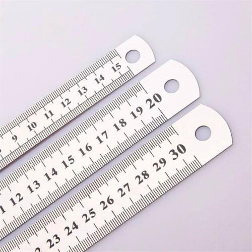 15-30 Cm Double Side Scale Stainless Steel Straight Ruler Measuring Tool for Students School Stationery Kids Gift