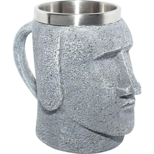 Moai Stone Easter Statue Island Man Bottle Opener Beer Mug stainless Steel Cup