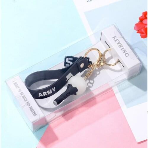 Kpop Bangtan Boys keychain TWICE NCT GOT7 Light Stick Pendant key chain ring box high quality kpop bangtan supplies