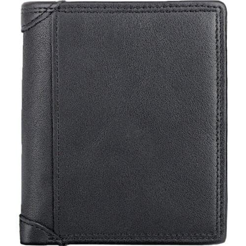 Mens anti-theft brush anti-RFID genuine leather wallet Famous design mens purse Multi-function mens vertical card wallet