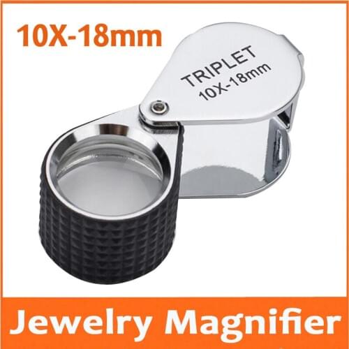 10X 18mm Meta Foldable Jadeite Filter Super Triplet Lens Magnifier Jewelry Gem Identifying Inspecting Magnifying Glass Loupe