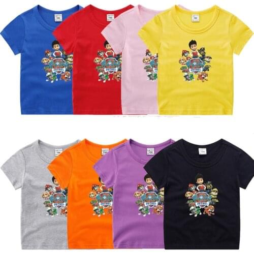 New Paw Patrol Boys T-shirt Girls T Shirt Kawaii Summer Spring Cotton Kids Tops Cartoon Tees Children Tshirt Birthday Gift