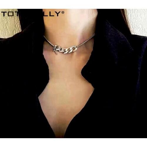 TOTASALLY 2021 Ins Chain Choker Necklace Simplicity Cross Pendant Curban Chain False Collar Necklace Pop womens Neck Jewelry