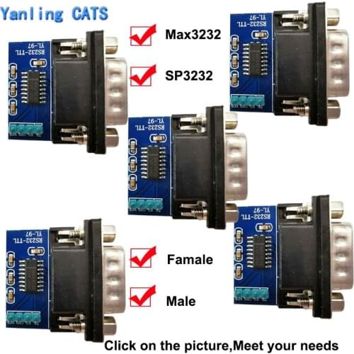 RS232 to TTL Serial port board MAX3232 SP3232 Male Female Serial Port Converter Communication Module DB9 Connector 5pcs YL-7/97