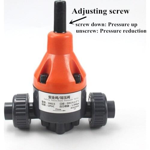UPVC relief valve relief valve PVC plastic Relief valve back pressure valve safety one-way Valve 1 Pcs
