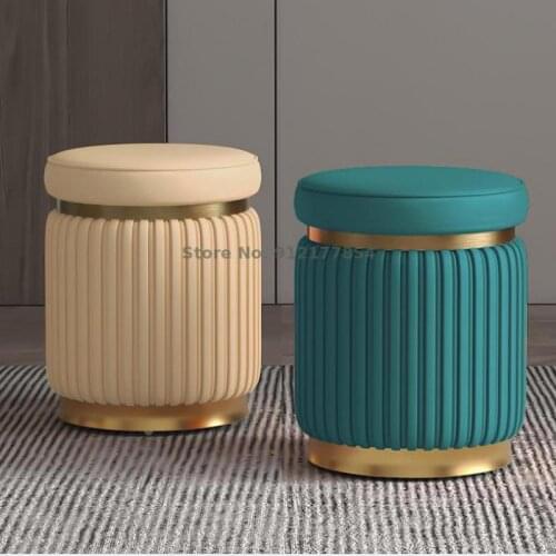 Sofa Stool Light Luxury Nordic Modern Minimalist High-end Designer Net Red Ins Dressing Stool Bedroom Round Leather Stool