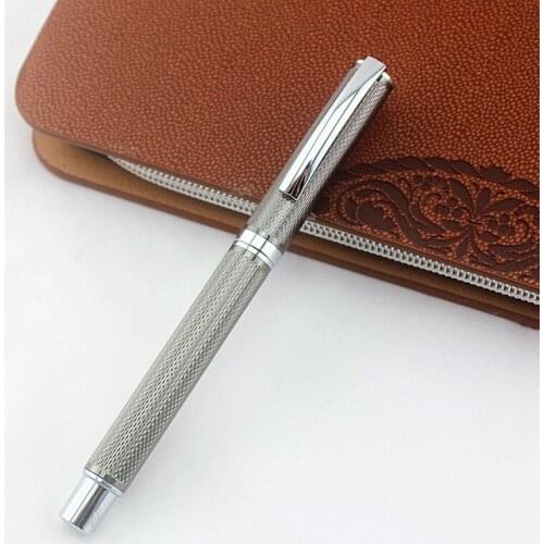 High Quality Ballpoint Pen Luxury Metal gray Pen 0.5MM Nib Black Ink Pen School Office Supplies
