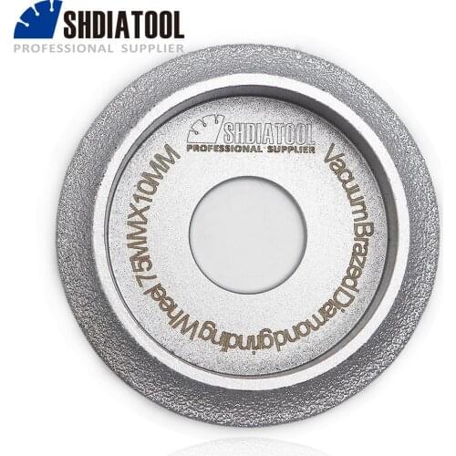 SHDIATOOL 75mmx10MM Vacuum Brazed Diamond grinding wheel for Demi-bullnose edge profile Dia 3 inch Grinding Disc