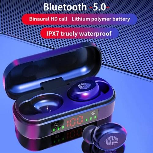 TWS V8 Wireless Headphone 5.0 Bluetooth Earphones 9D Bass Stereo Waterproof Earbuds Bluetooth Headset with Mic and Charging Box