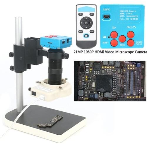 21MP/30MP 1080P 60FPS 2K TF Video Recorder HDMI Video Microscope Camera Industrial 100X C-Mount Lens For Lab PCB Solder