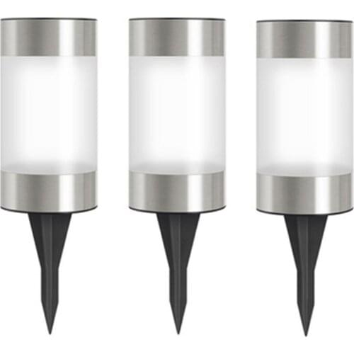 Stainless Steel LED Solar Lawn Lamp Outdoor Garden Ground Light Waterproof Solar Bollard Landscape Lamp Patio Pathway Yard Lawn