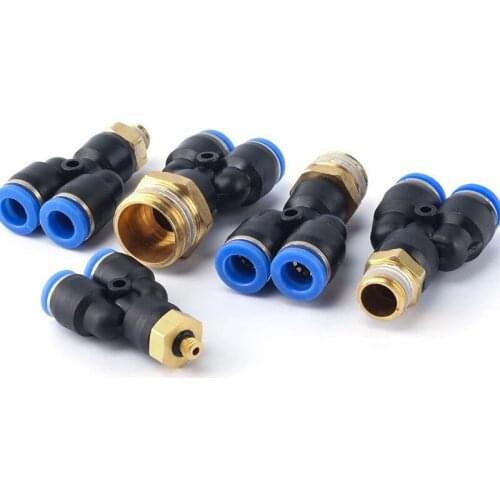 1PCS" PX" Pneumatic Fitting Y Shaped Tee 4mm-12mm OD Hose Tube M5 1/8" 1/4" 3/8" 1/2" Male Thread 3 way Air Coupler Connector