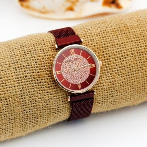 Female Jewelry Magnetic Mesh Belt Watches Casual Quartz Bracelet Watch Ladies Starry Sky Clock Luxury Women Dress Wristwatches