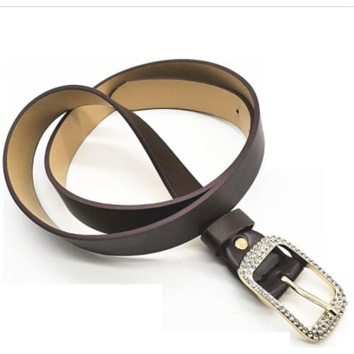 Aoluolan 2cm Wide Leather Waist Strap Belt high quality Women Square Metal Buckle belts youth students wild retro