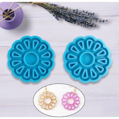 1 Pair Chrysanthemum Earrings Epoxy Resin Mold Ear Pendant Casting Silicone Mould DIY Crafts Jewelry Making Tool