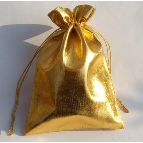 100pcs Jewelry Gift Packing Pouches 13x18cm Golden Drawstring Bags for Candy Christmas Wedding Gift Bags Classic