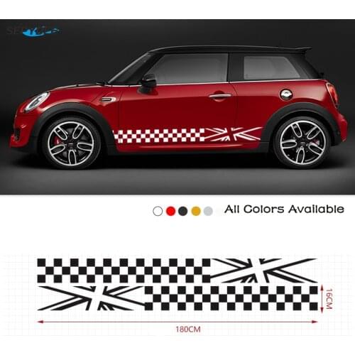 2 PCS Car Stickers Door Side Stripes Skirt Sticker Stripe Wraps Body Graphics Decals For Mini Cooper Car Styling Accessories