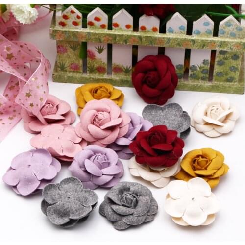 6pcs 5cm Velvet Rosa Flower Dress Decoration Fabric Applique Trimming Sewing Supplies DIY Sewing Craft For Cloth Hat Shoes Hot