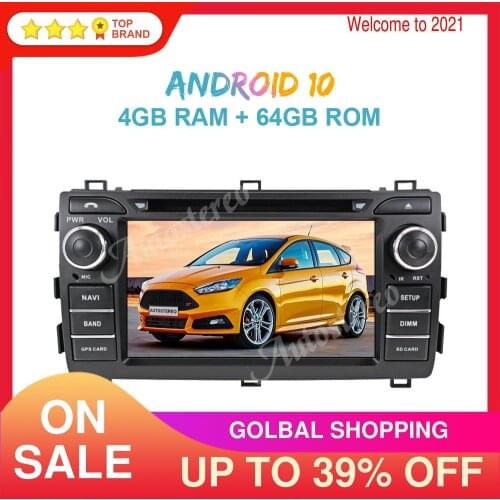 Carplay Android 10.0 64 For Toyota Auris 2013-2015 Car DVD Player GPS Navigation Auto Stereo Multimedia Radio Recorder Head Unit