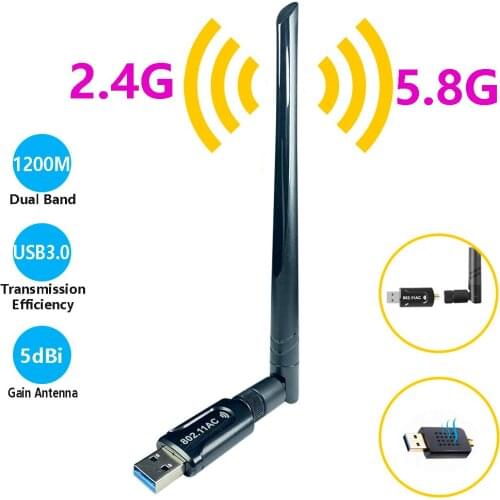 RTL88123BU Driver-free 1200M Wireless Network Card 2.4G/5.8G USB3.0 Dual Band Wireless Network Card WiFi Receiver