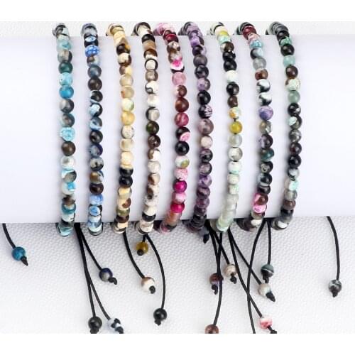 Fashion Natural Stone Bracelet Agates Jewelry 4mm Handmade Colorful Beaded Bracelets Yoga Meditation Chakra Bangle for Women Men