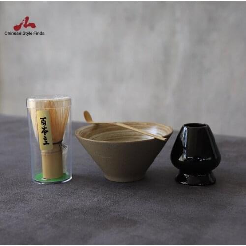 Tea Set Traditional Matcha Giftset Natural Bamboo Matcha Whisk Ceremic Matcha Bowl Whisk Holder Japanese Tea Sets