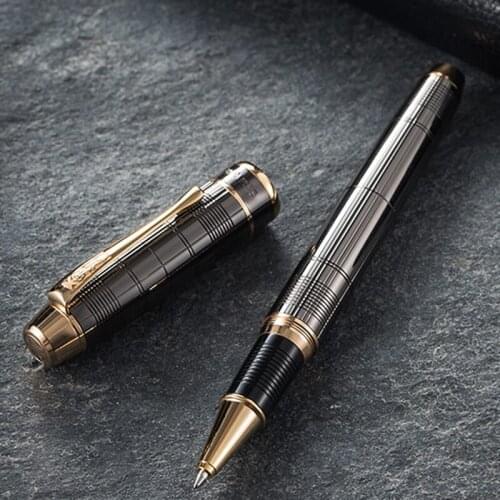 Hero New Arrival Roller Ball Pen Metal Brushed Grey Grids Patterns Office & School Writing Exquisite Gift Pen