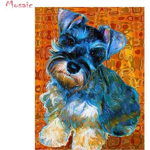 5D DIY Diamond Painting Diamond Embroidery schnauzer Dog Picture of Rhinestone painting Modern pattern mosaic Home Decoration