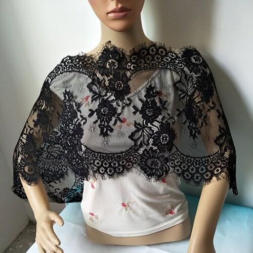 3 Meter / Lot Eyelashes Lace Trim Flower Black White Lace Fabric Handmade Diy Clothes Accessories 40cm Wide