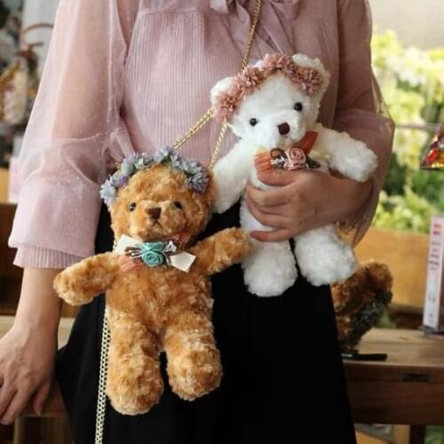 Hot Sale Cute Smile Bear Soft Plush Doll Lolita Handbag Fashion Kawaii Toddler Kid Kawaii Animal Shoulder Bag Girlish