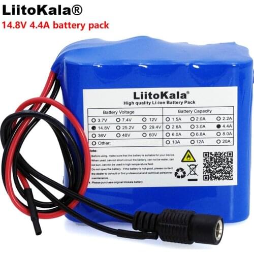 LiitoKala 14.8V 4.4Ah 18650 li-iom battery pack night fishing lamp heater miners lamp amplifier battery with BMS