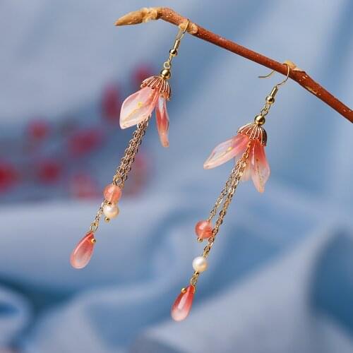 Fashion Retro Tassel National Winds Earrings, Long Lily Flower Vintage Dangle Earrings ,jewelry for Womens Earrings