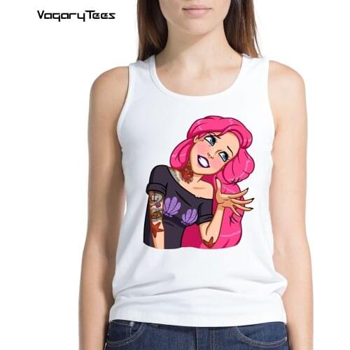 Cartoon Graphic Funny Pink middle finger Princess Vogue Harajuku Vest Korean Tops Kawaii Streetwear Camiseta Mujer