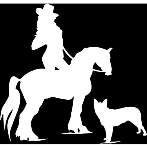16*15.3cm COWGIRL HORSE CATTLE DOG Sticker Decal Handsome And Cool Stickers Vinyl Car Wrap Decor Decals