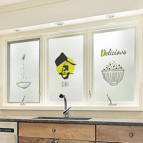 Custom size stickers on the glass window Self-adhesive Film no glue Privacy restaurant kitchen Sliding door home foil decorative