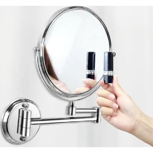 Punch-free Wall-mounted Double Sided Magnifying Bathroom Mirror Smart Mirror Makeup Folding Telescopic Mirror Bath Accessories