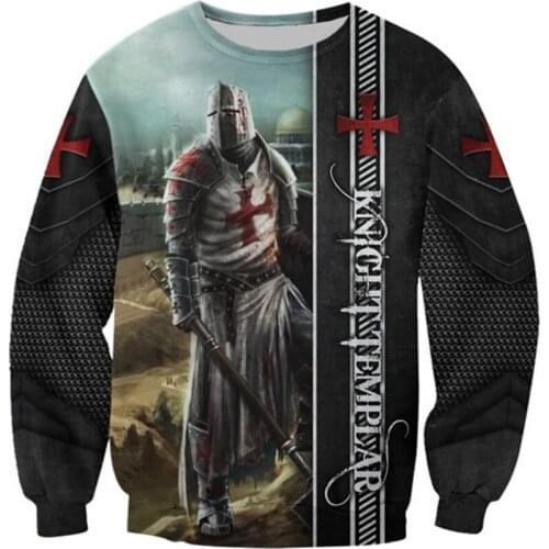 2021 New Fashion Men Hoodies Knights Templar 3D Print hooded Sweatshirt Unisex Casual Street Costume Sudadera Hombre KT-585
