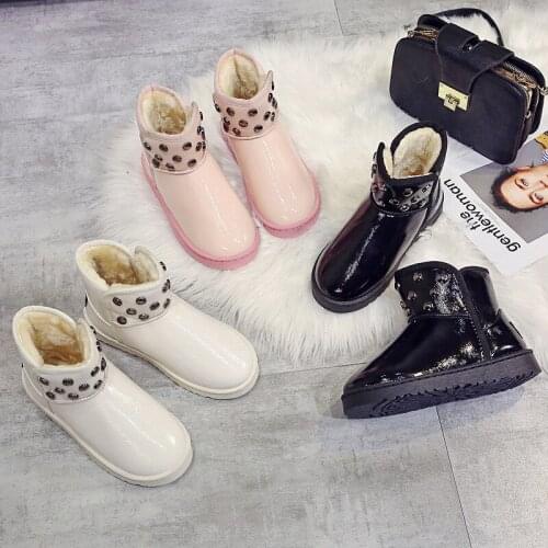 2020 new fashion PU leather snow boots classic fashion warm womens boots winter warm shoes bright surface