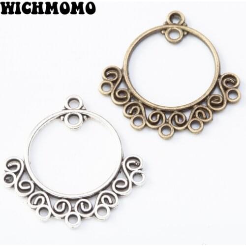 New Fashion 10pieces/bag 24*24mm Zinc Alloy Round Flowers Connector Charms Linker for DIY Earrings Necklace Jewelry Accessories